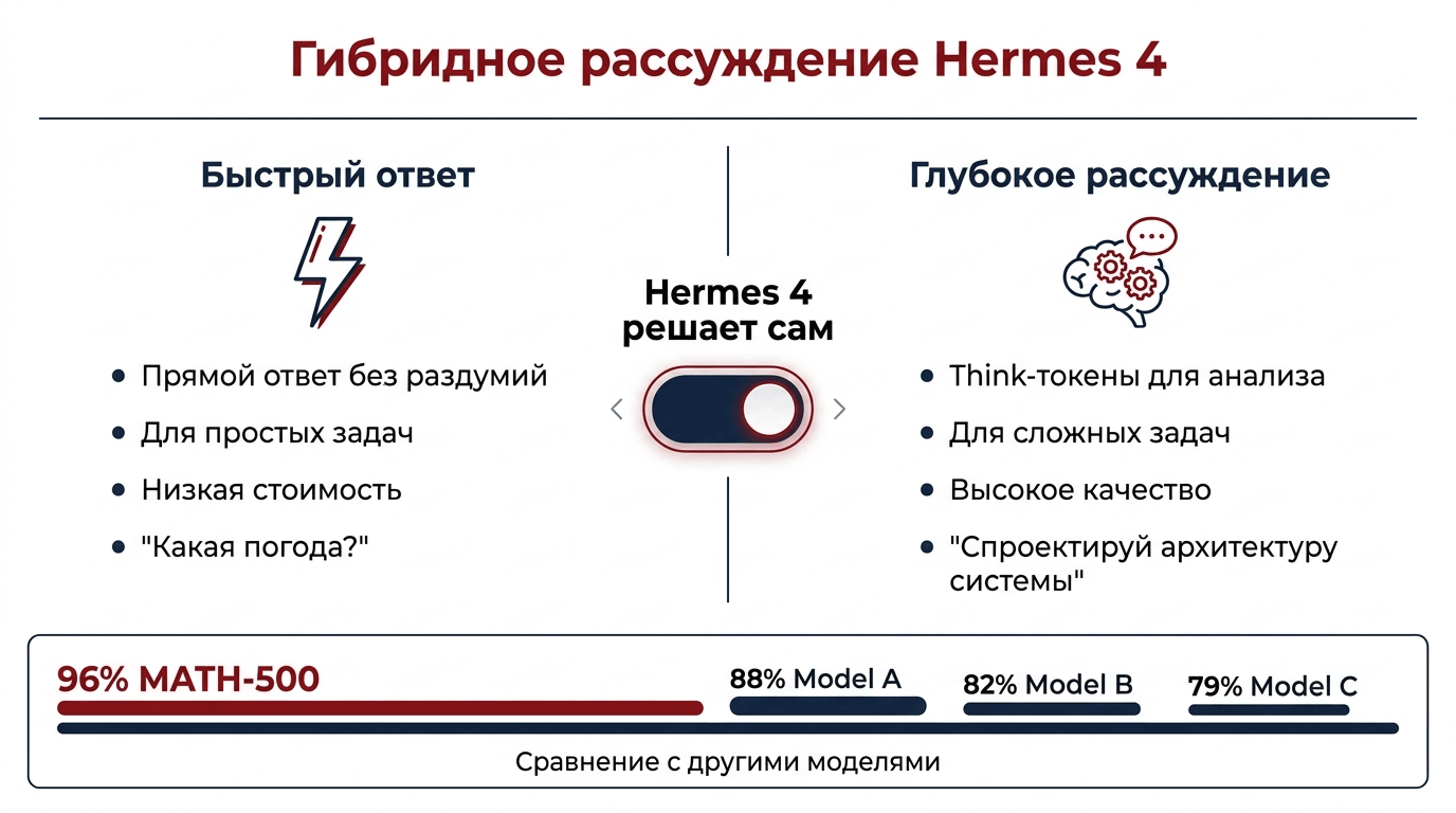 Гибридное рассуждение Hermes 4 - модель выбирает глубину анализа