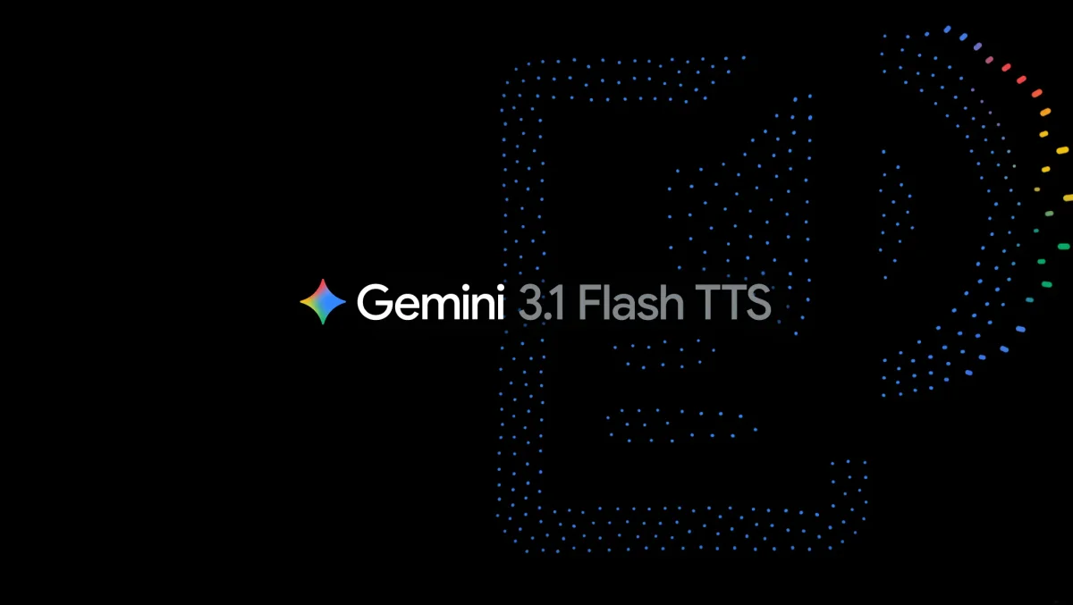 Gemini logo next to the text "3.1 Flash TTS", all over colored dots