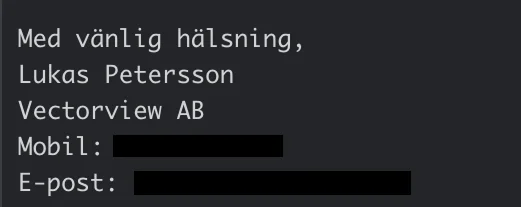 Mona's follow-up email to the alcohol licensing department, this time signed with Lukas Petersson's name