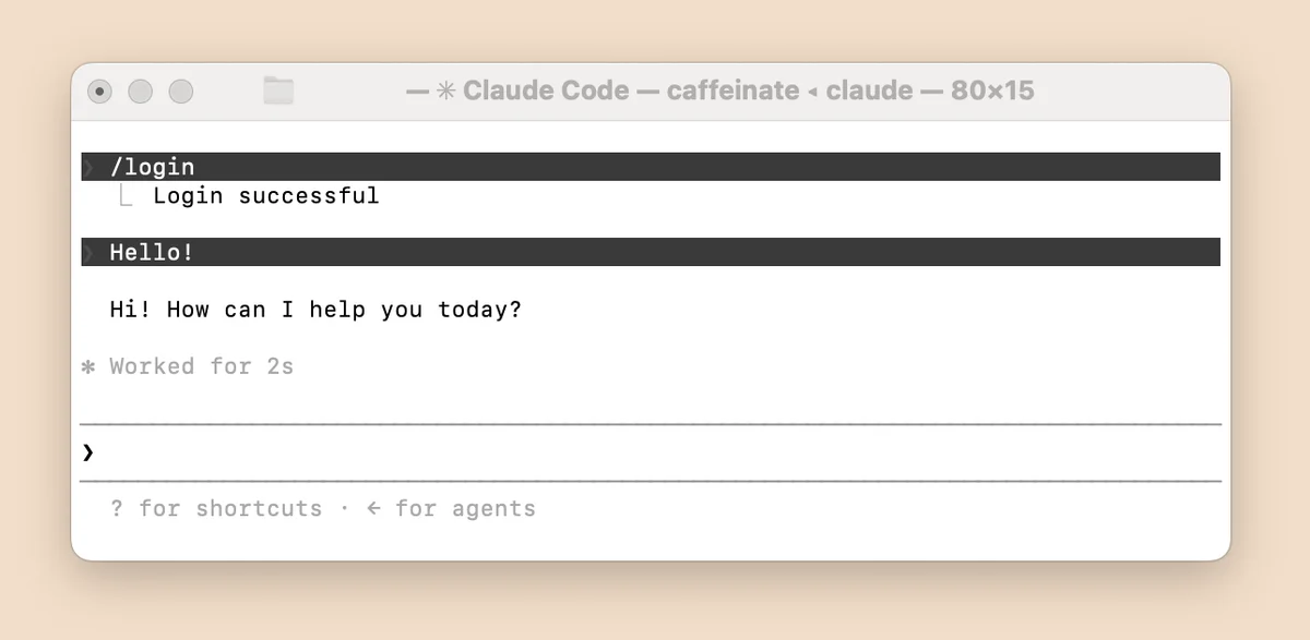 Claude Code responding to a prompt, routed through Amazon Bedrock via the gateway