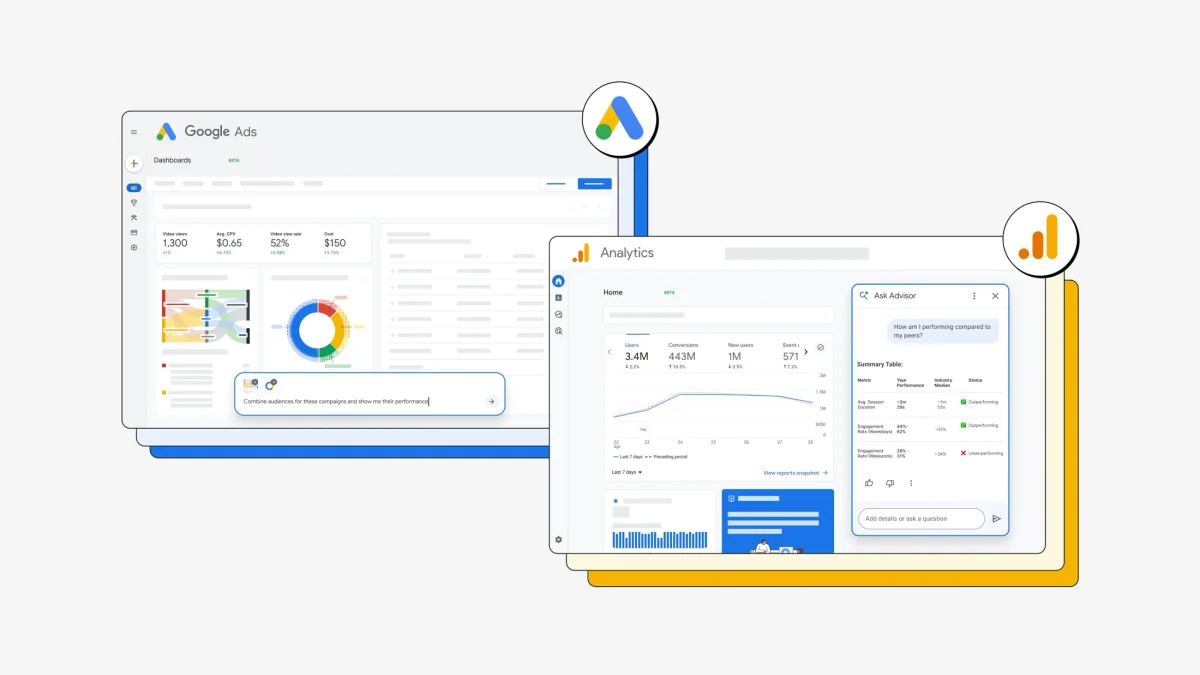 Advisor UI in Google Ads and Google Analytics