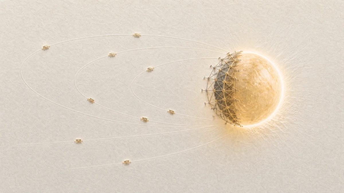 Dyson sphere and orbiting construction
